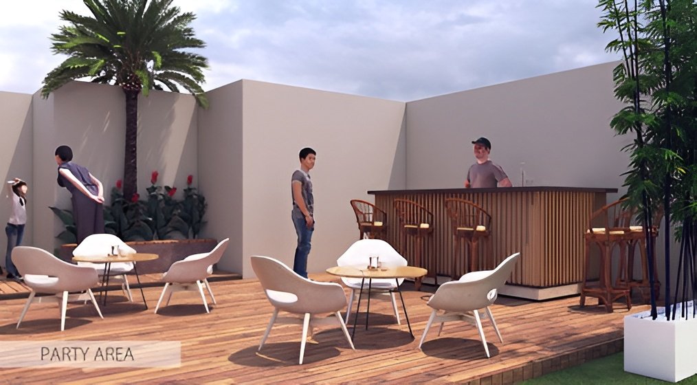 Luxury party area at Savallya Sky Kanakia with stylish seating and premium lounge setup.